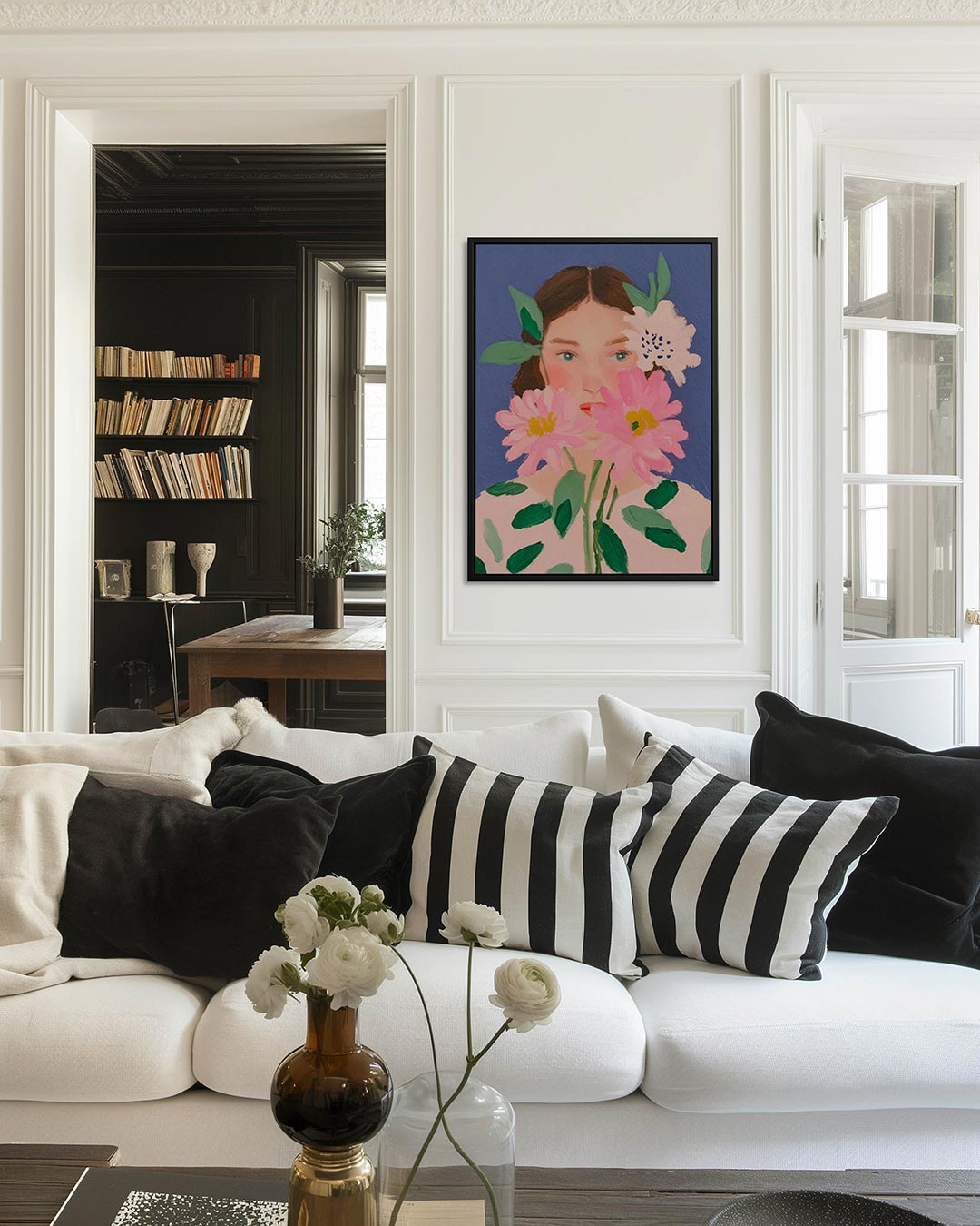 Bloemrijke portret Kunstwerk