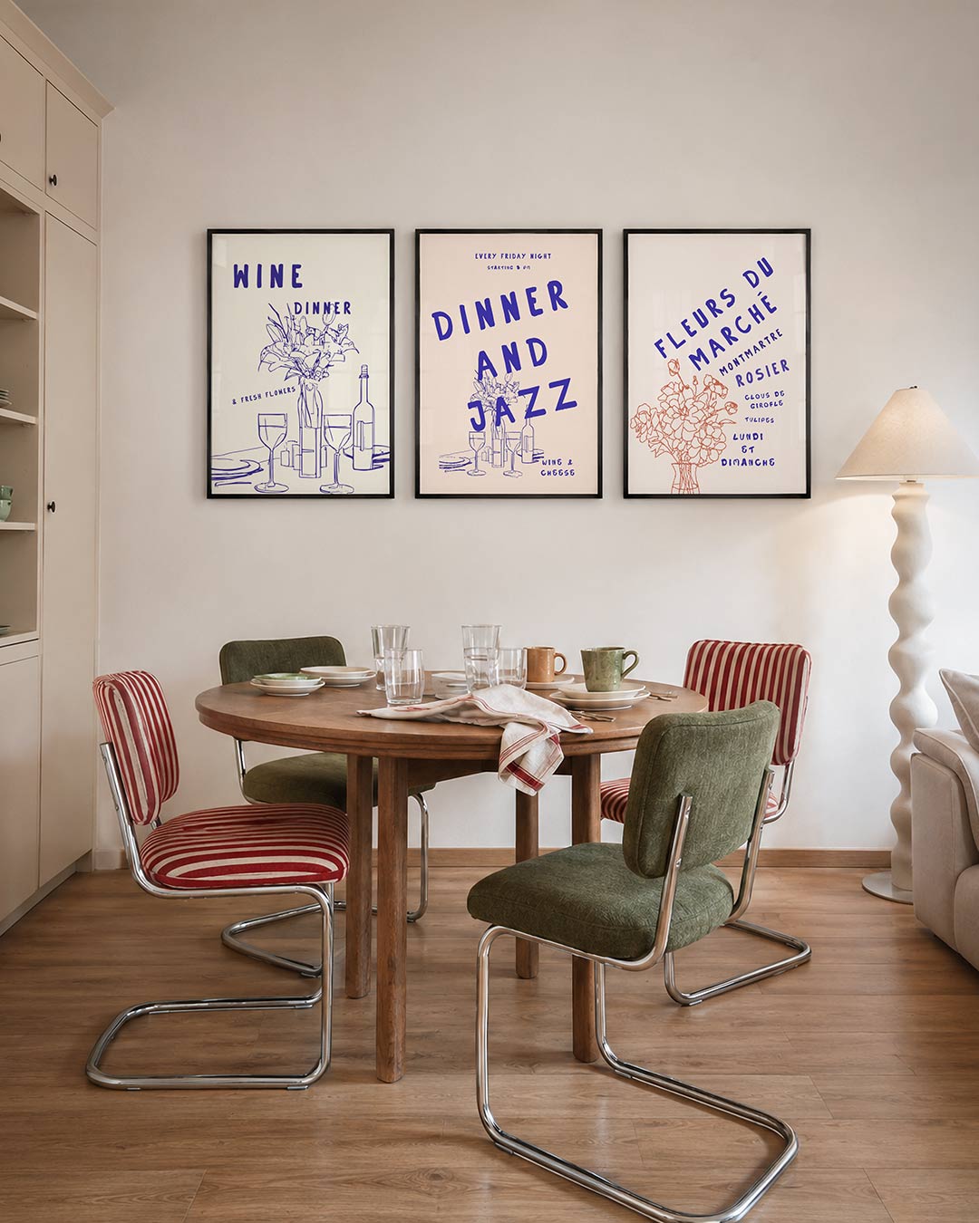 Lijnen en bloemen Posterset