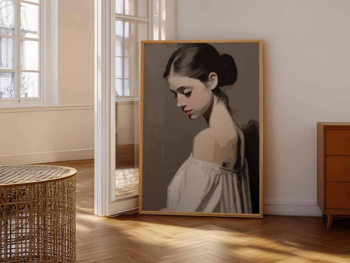 Elegante Dromerige Vrouw Poster-WallArtistic