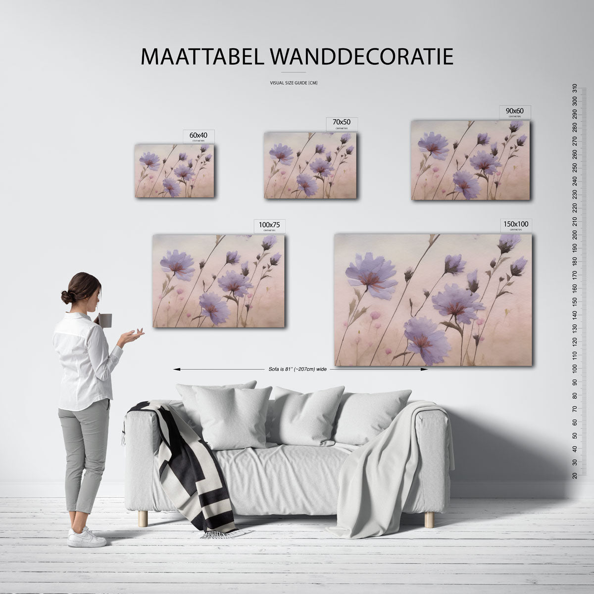 Bloemen in pasteltinten Kunstwerk