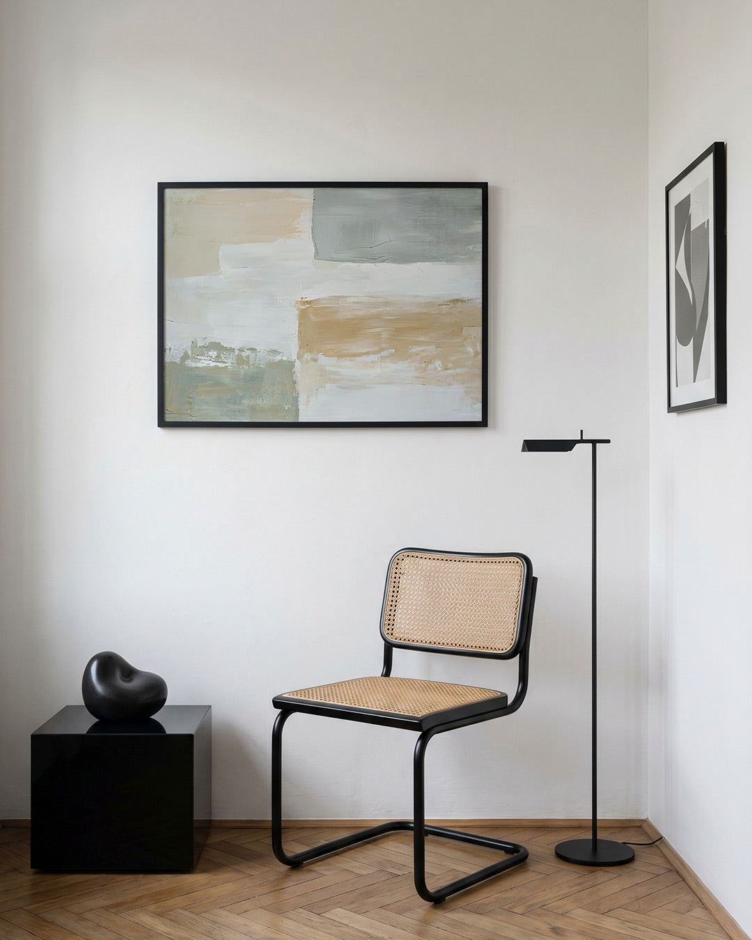 Abstracte beige en grijze vlakken Poster