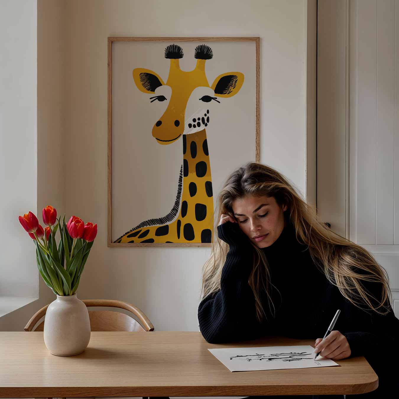 Schattige Giraf Illustratie Poster-WallArtistic
