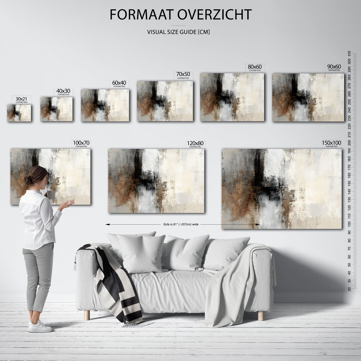 Abstracte beige en bruine Poster