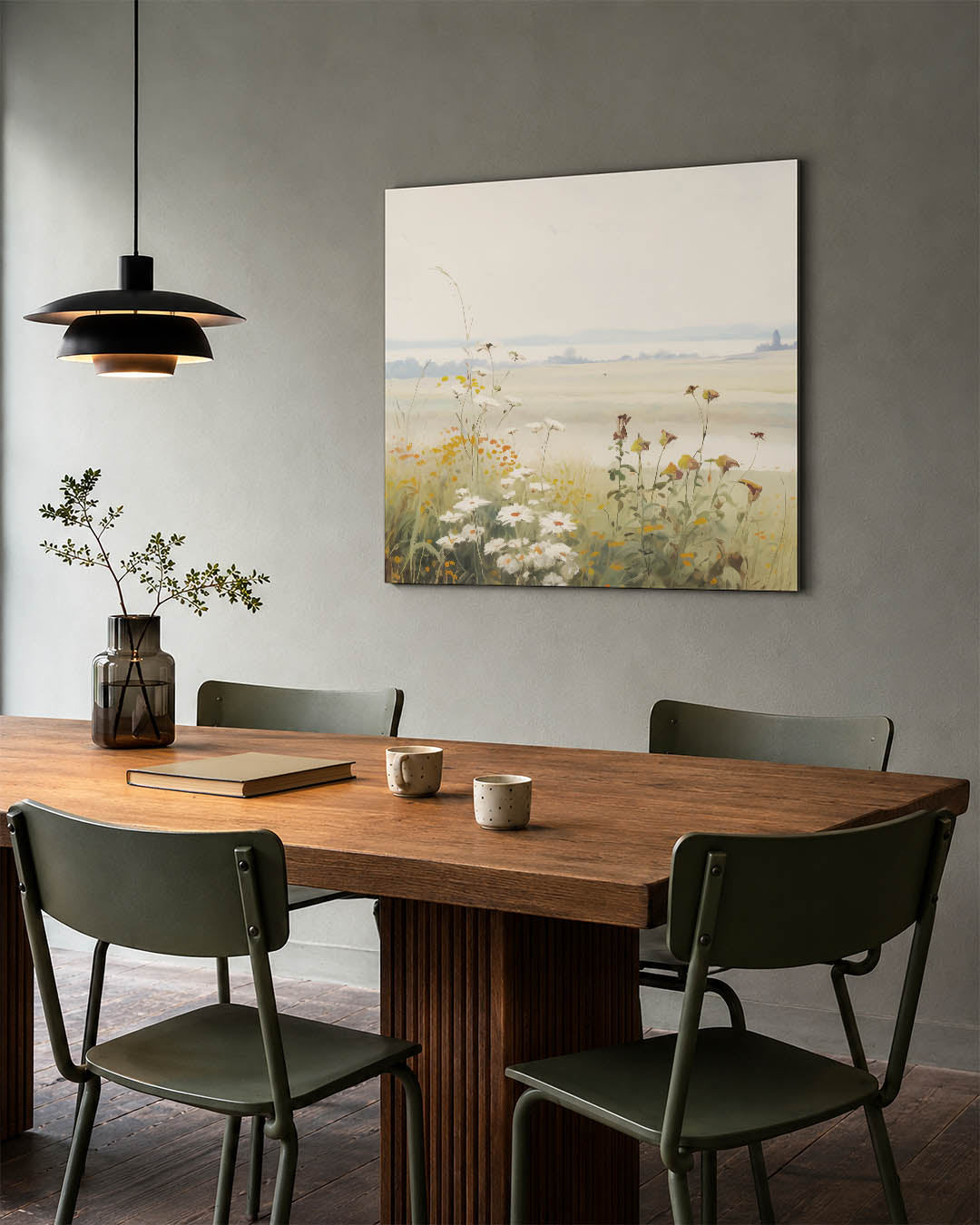 Rustige bloemenweide Kunstwerk
