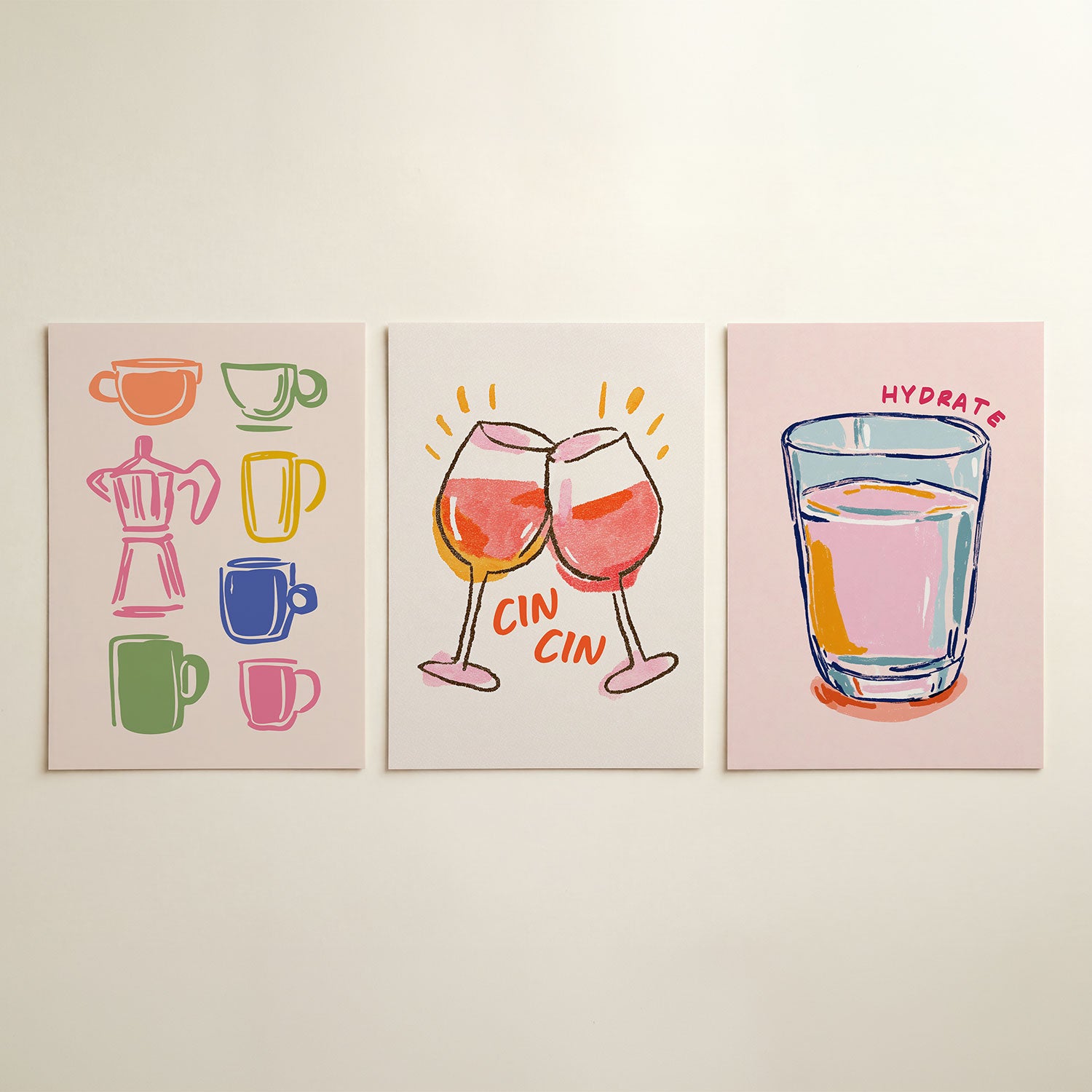 Kleurrijke koffievormen Posterset