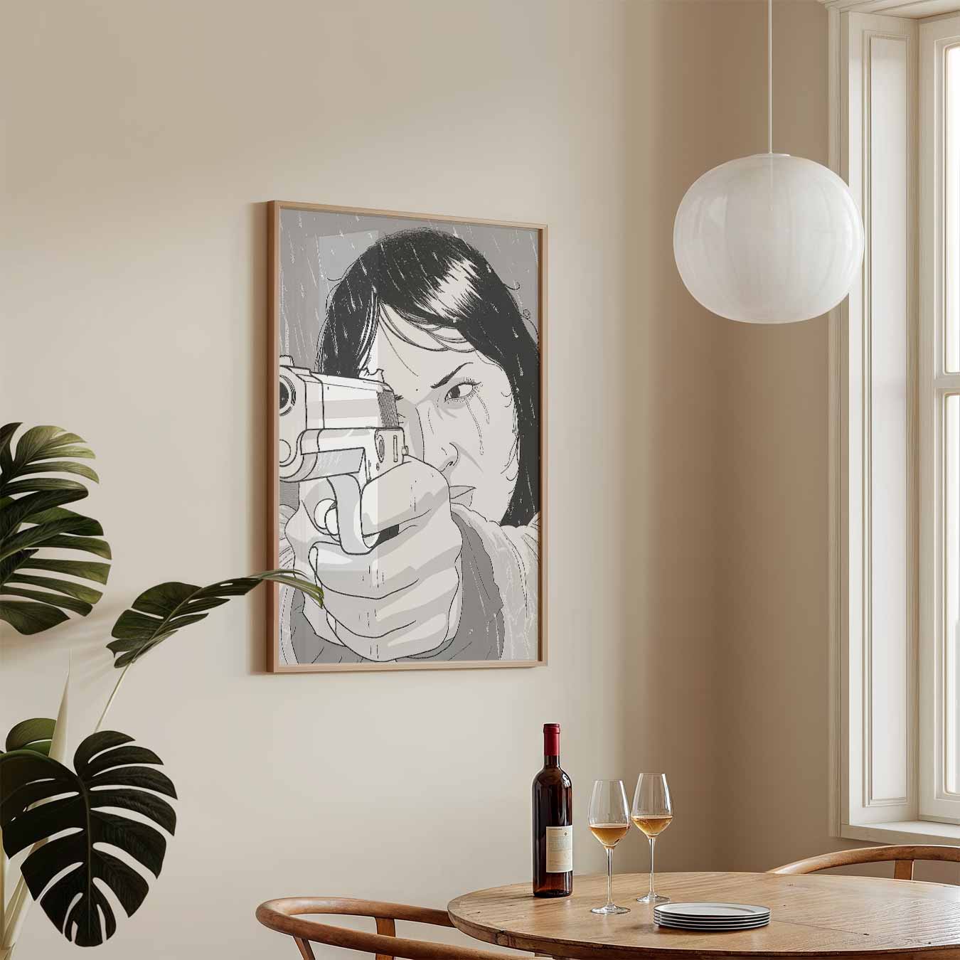 Stoere Vrouw in Actie Poster-WallArtistic