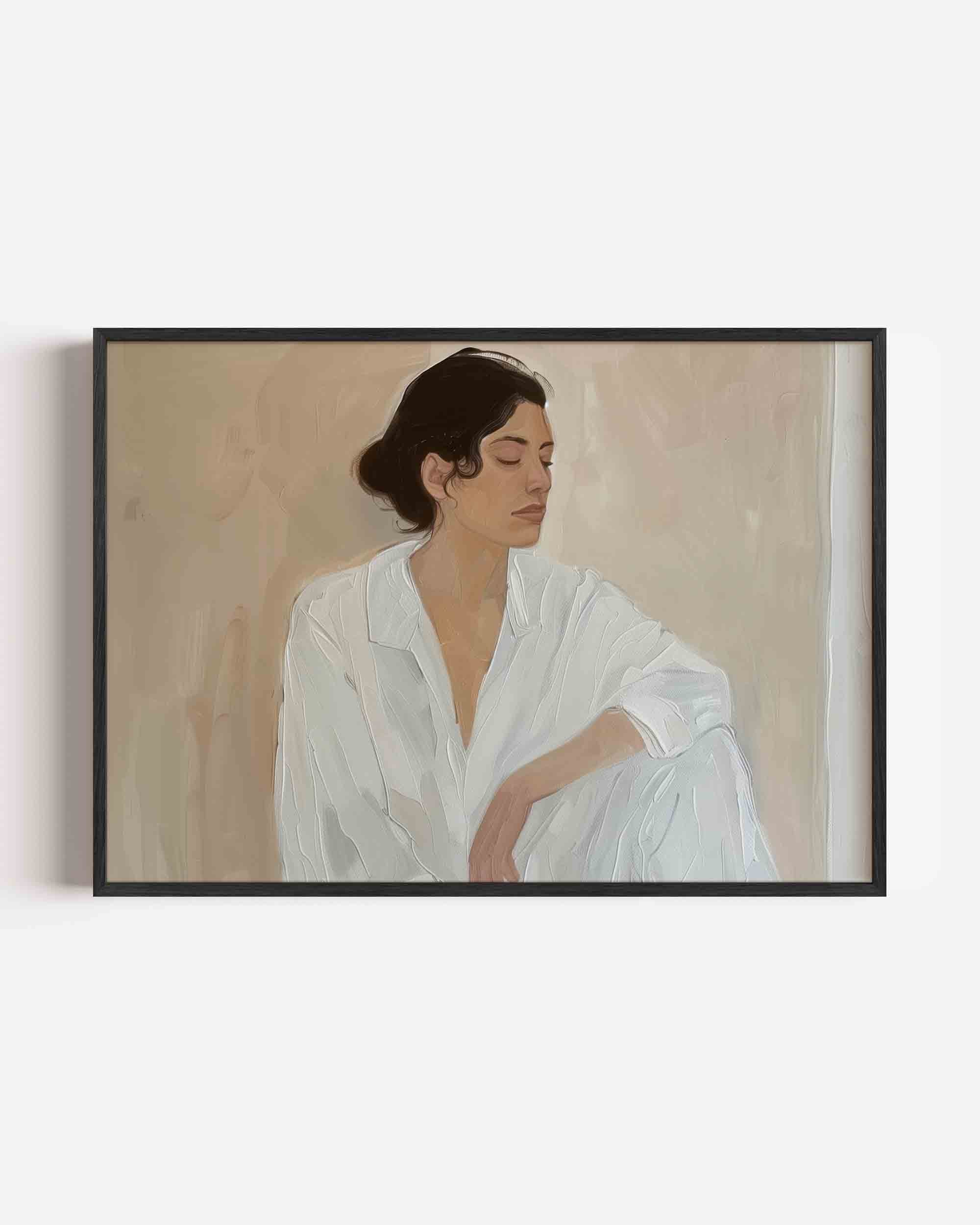 Vrouw in witte kleding Poster