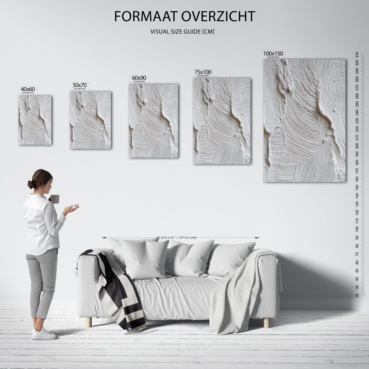 Textuur in wit Kunstwerk
