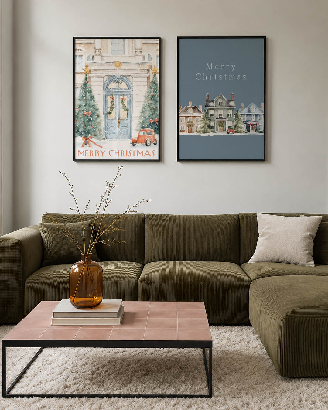 Winterse kerstscène Posterset