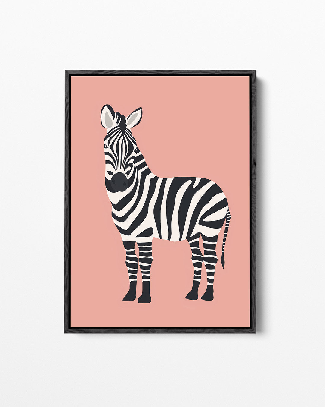 Zebra op roze achtergrond Kunstwerk