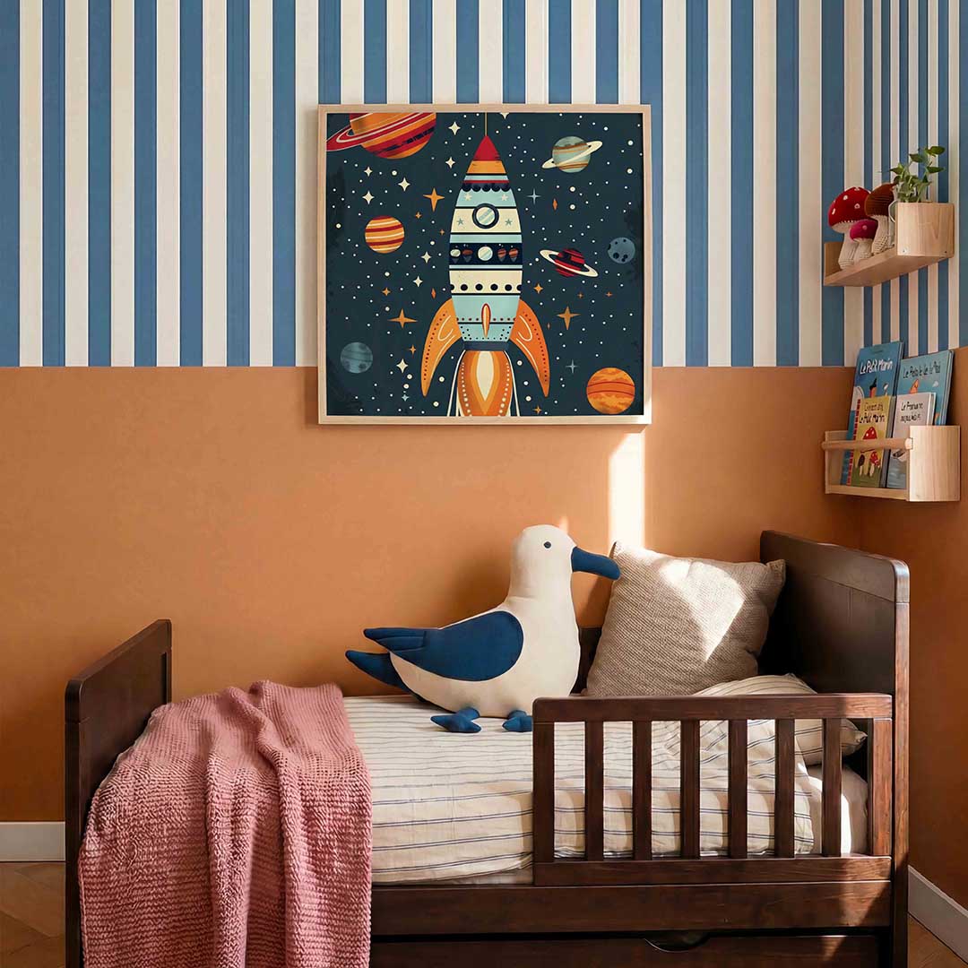 Ruimteraket en planeten Poster