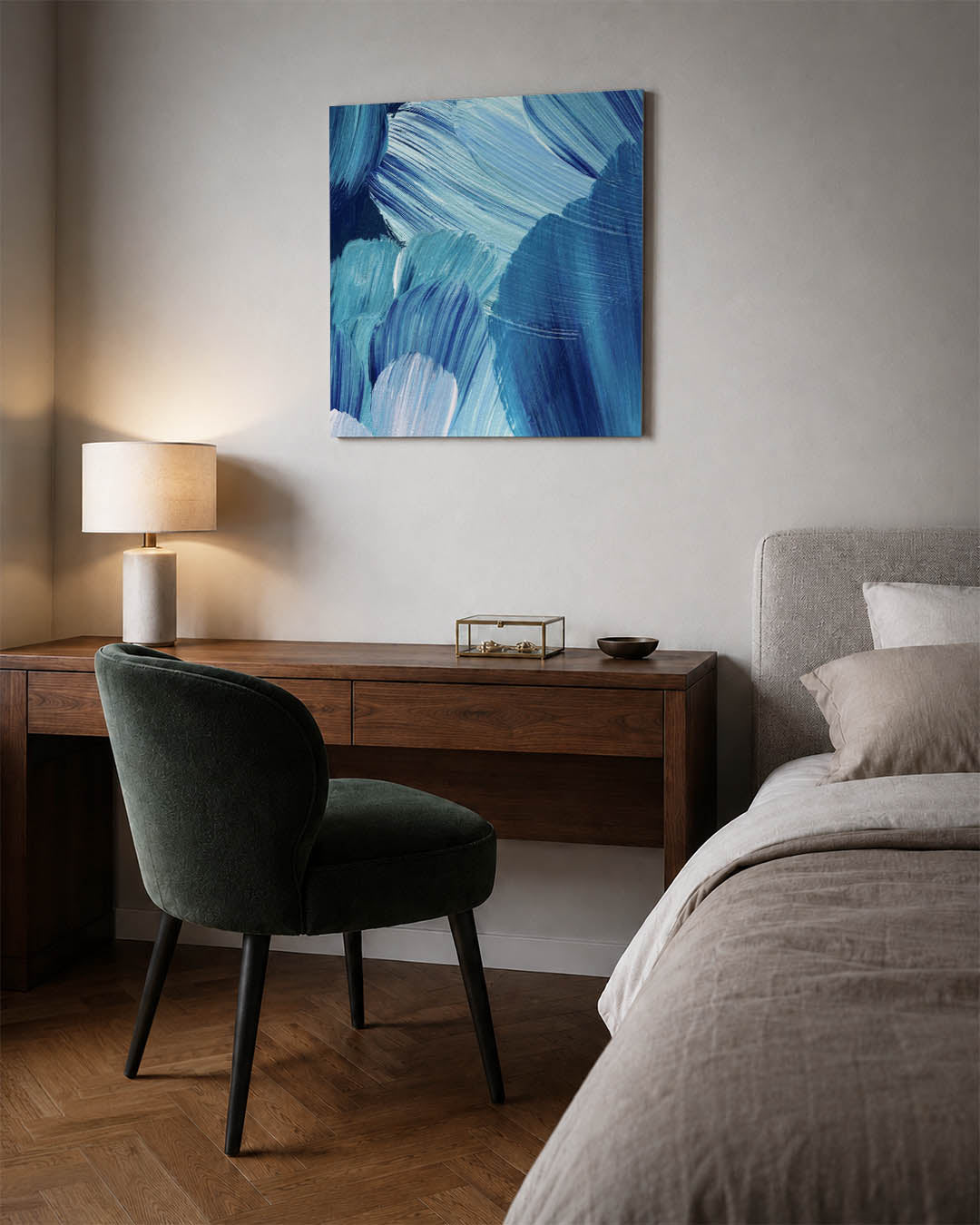Dynamische blauwe beweging Kunstwerk