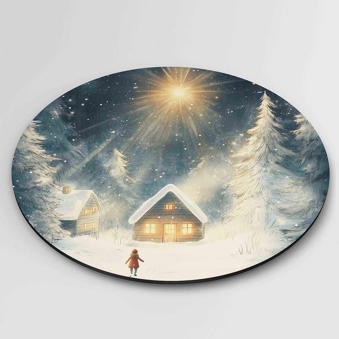 Winterlandschap met huisjes Muurcirkel