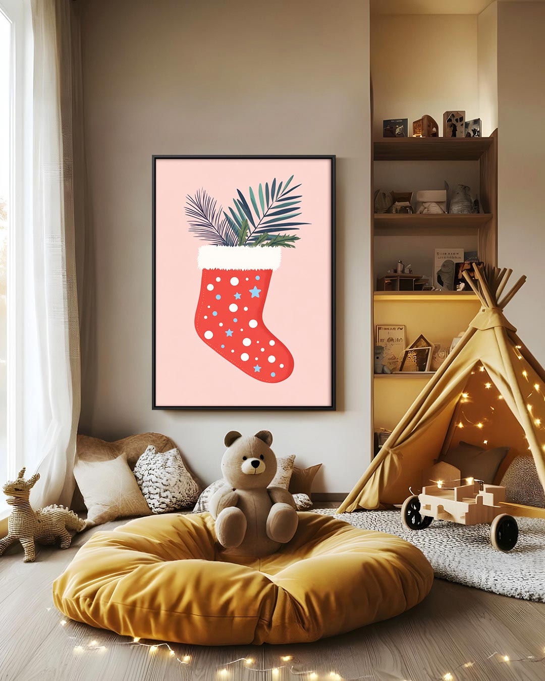 Speelse kerstsok Kunstwerk