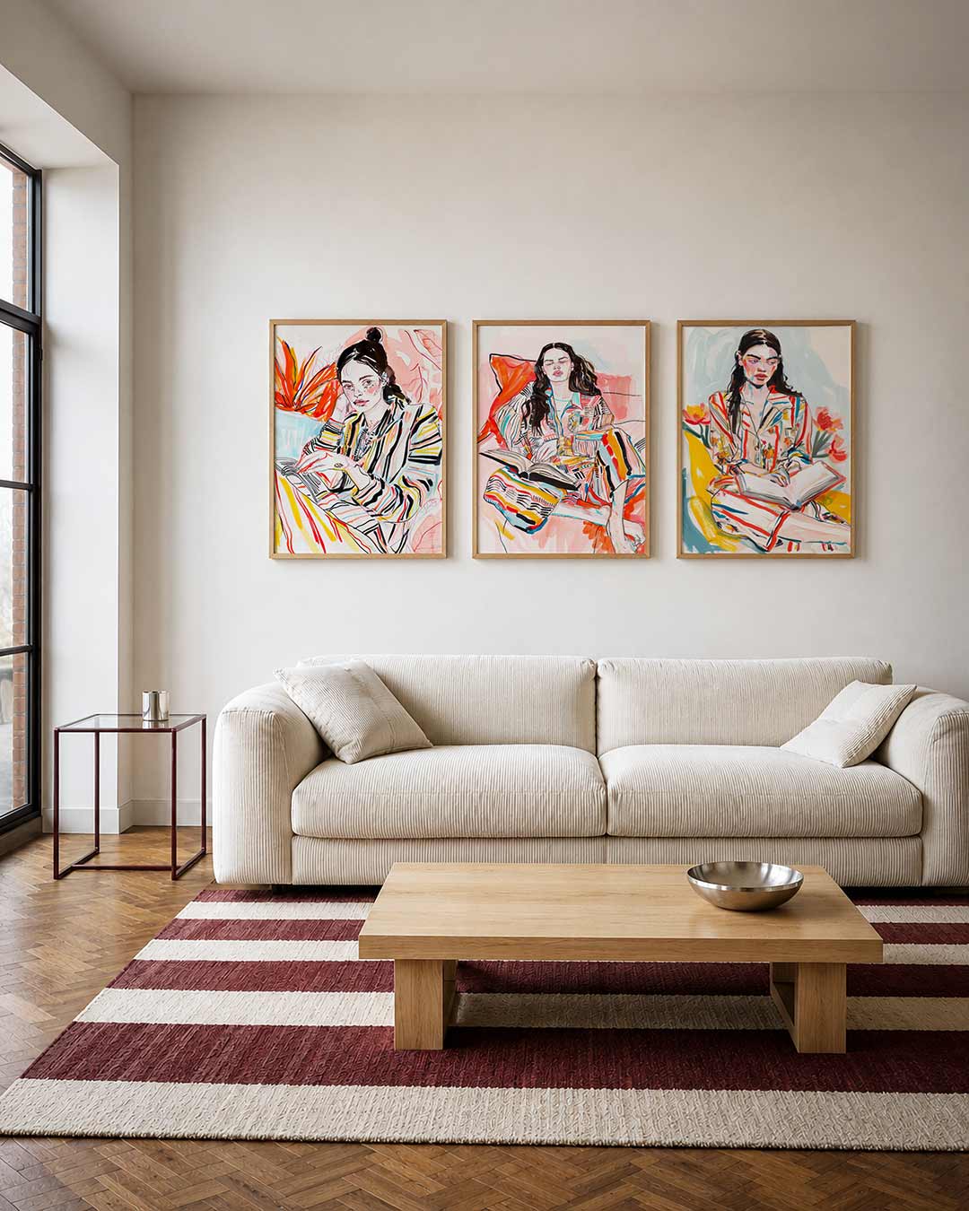 Kleurrijke lijnenportret Posterset