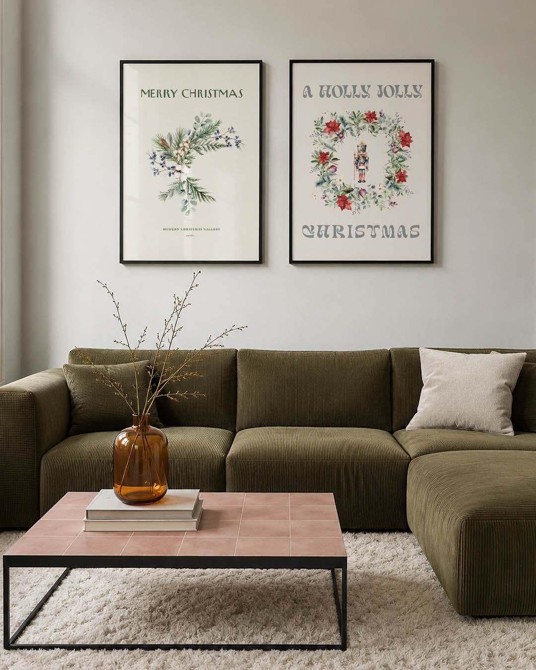 Natuurlijke kerstgroen Posterset
