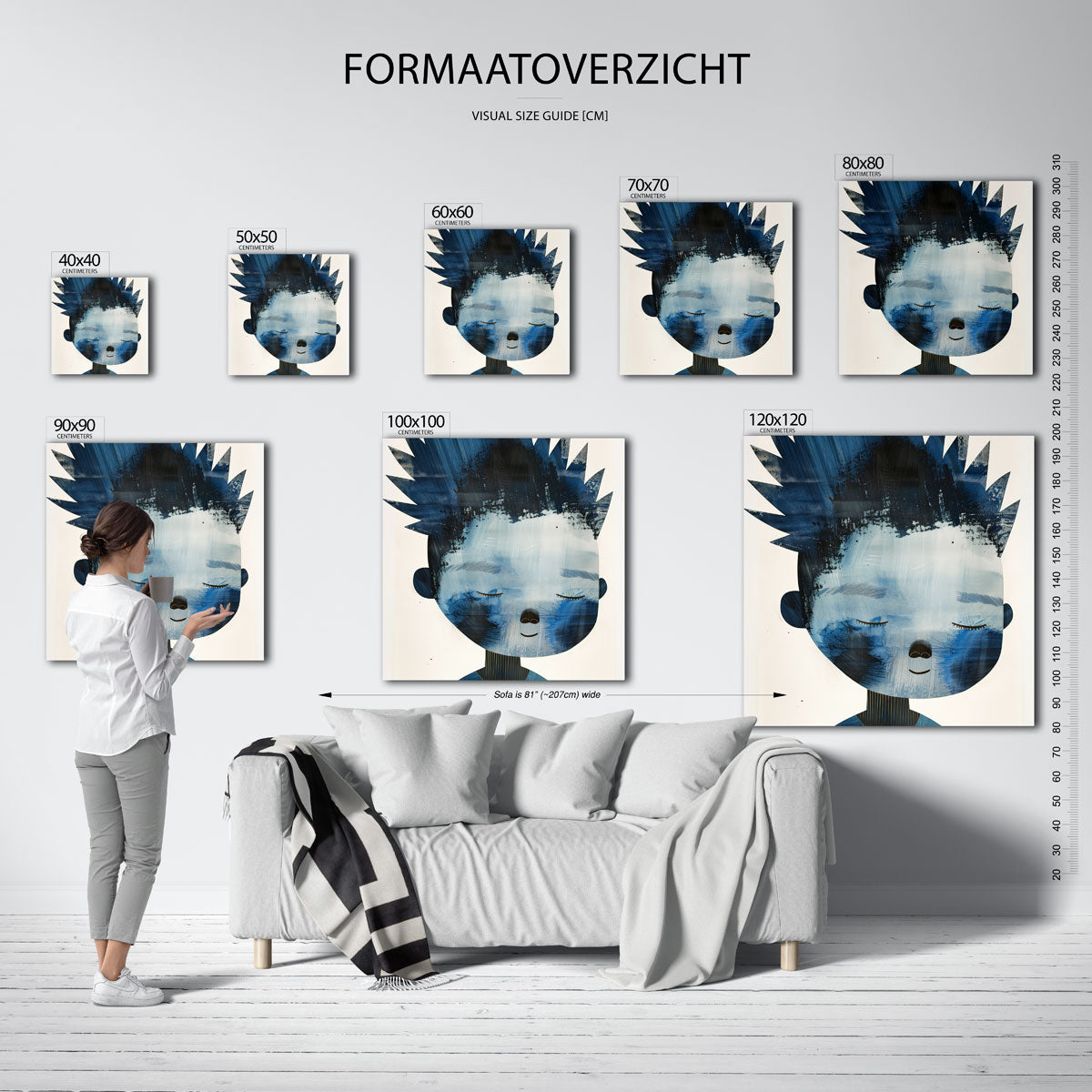 Blauw gezicht Poster