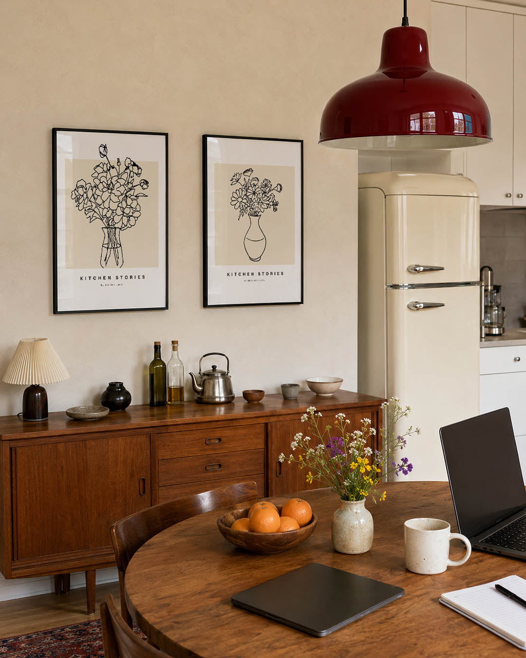 Lijnbloemen in vaas Posterset