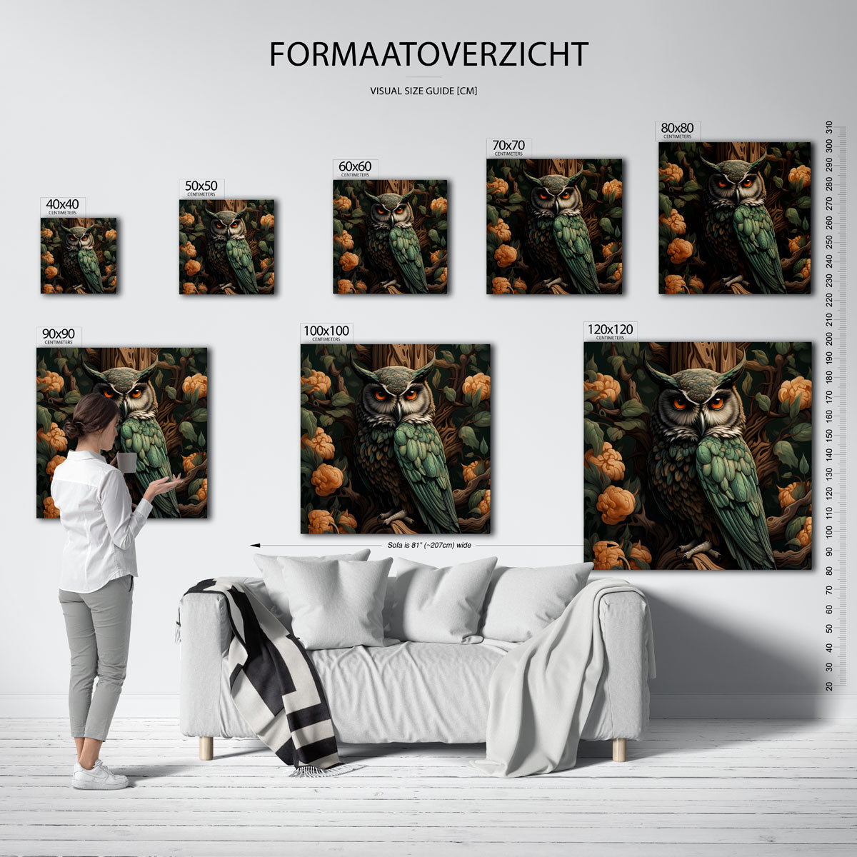 Uil en bloemen Poster