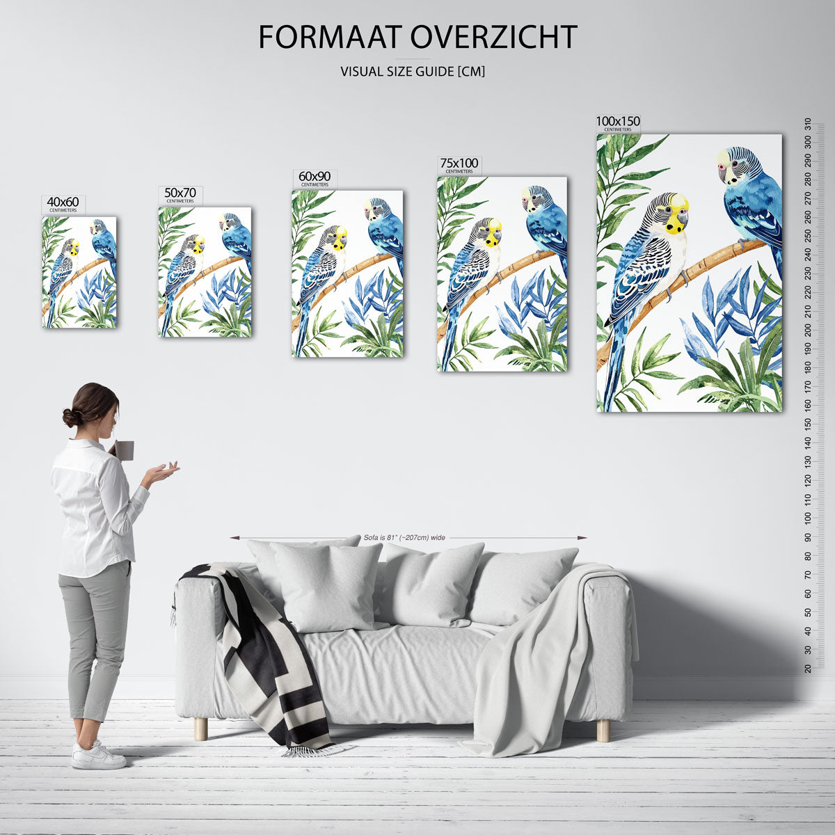 Vrolijke parkieten Kunstwerk