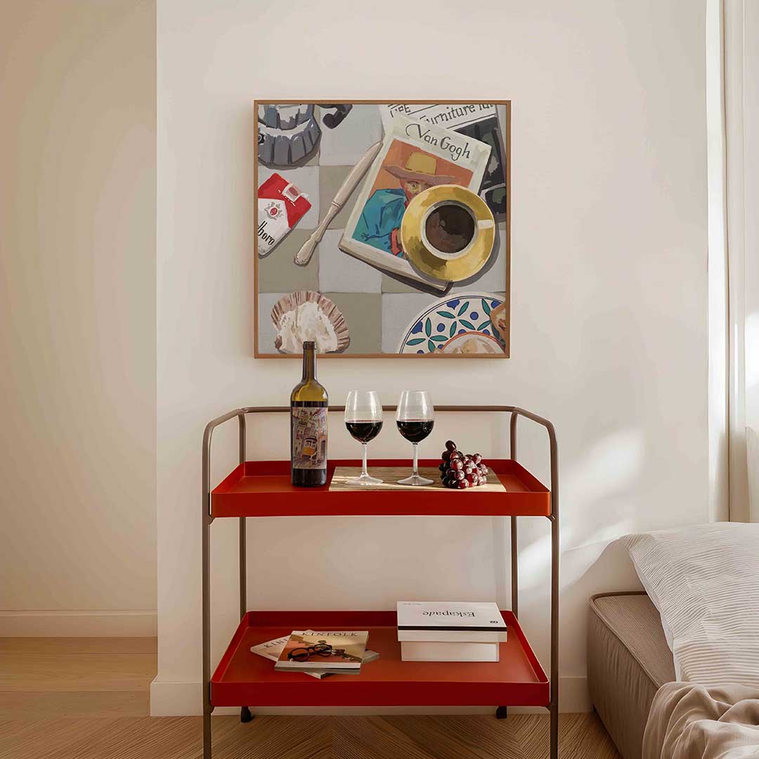 Stilleven met koffie en boek Poster