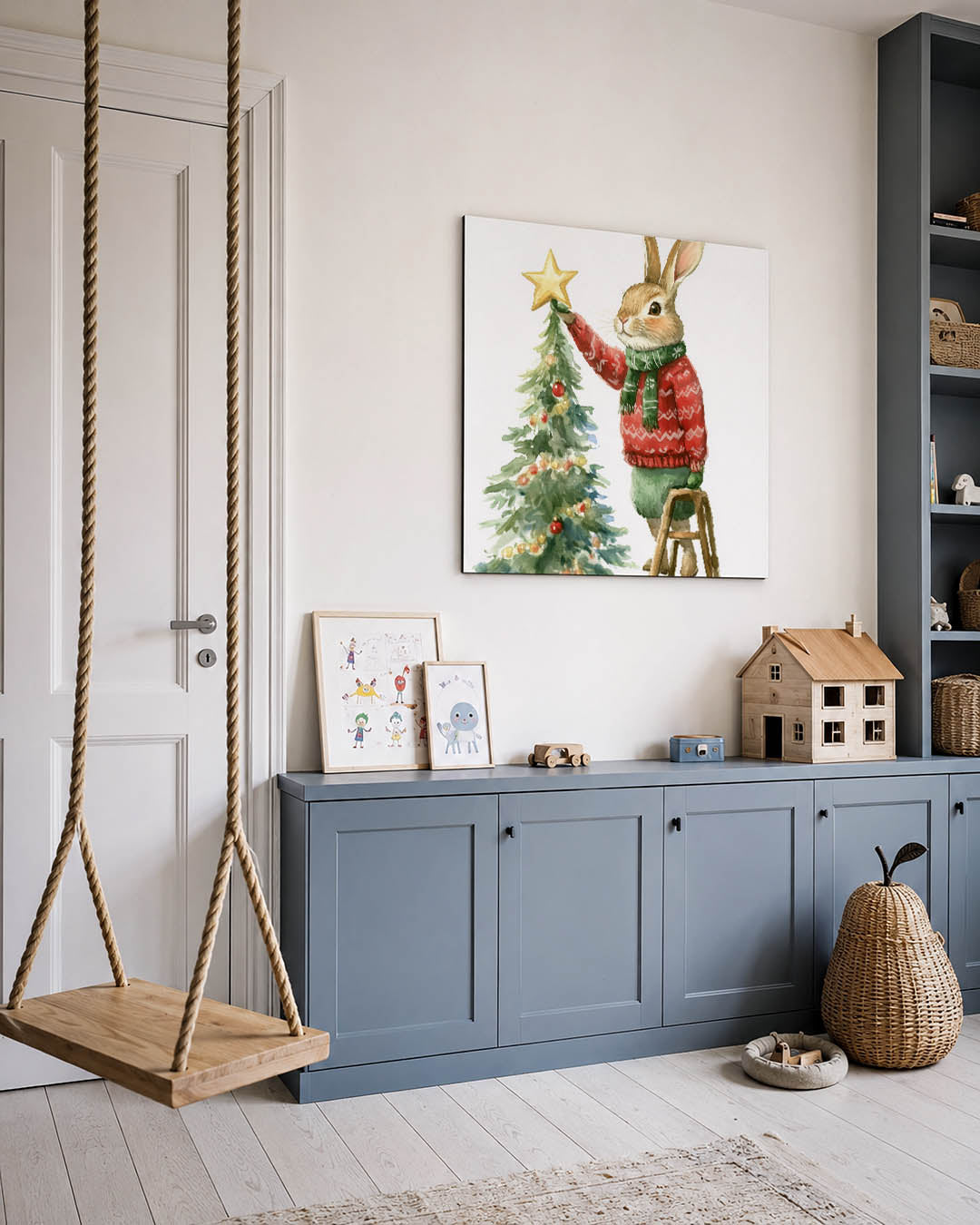 Kerstkonijn met boom Kunstwerk