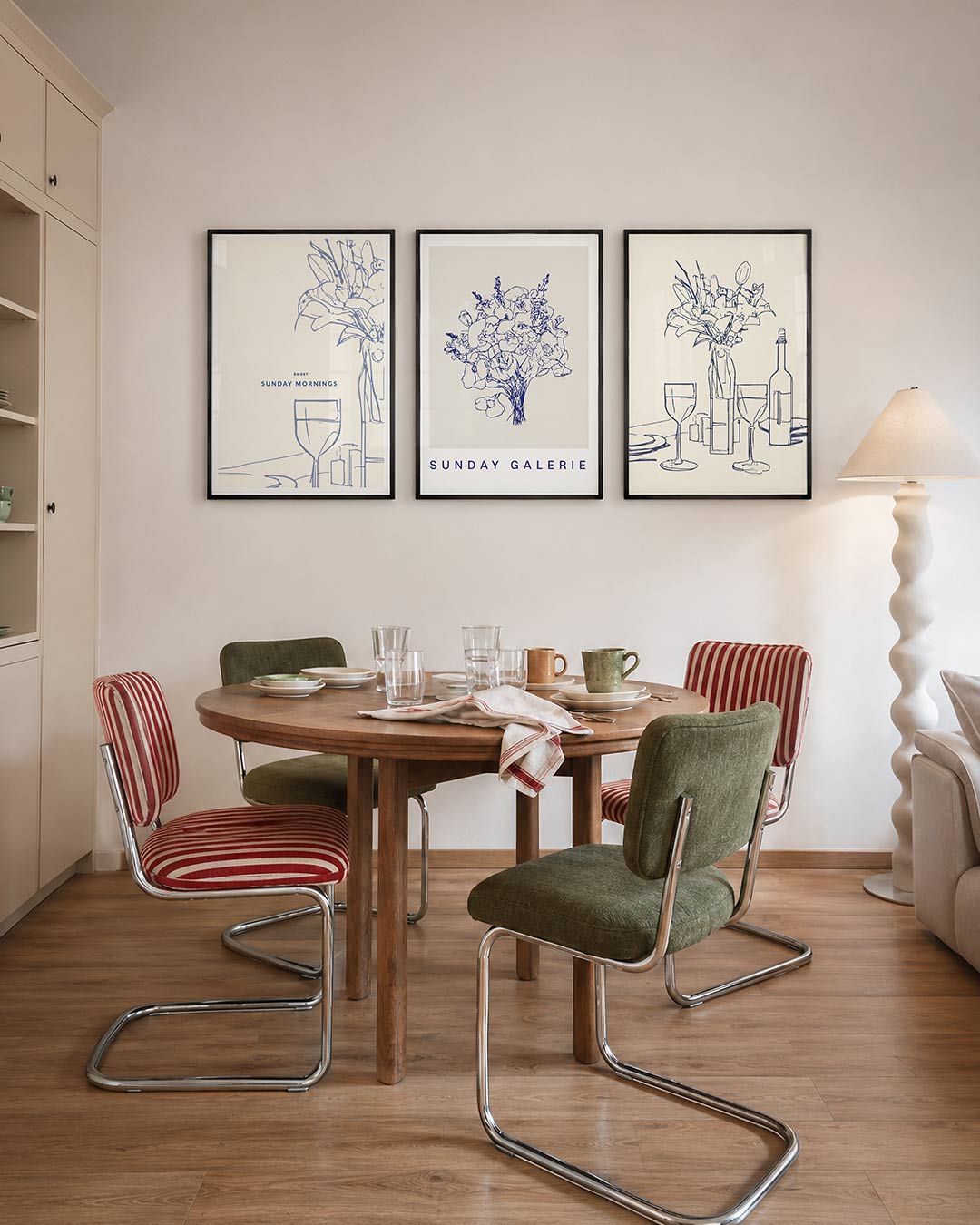 Lijnen en bloemen Posterset