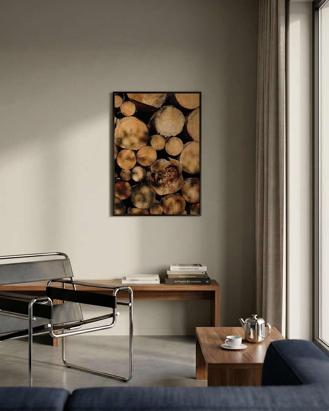 Houtstapel textuur Poster