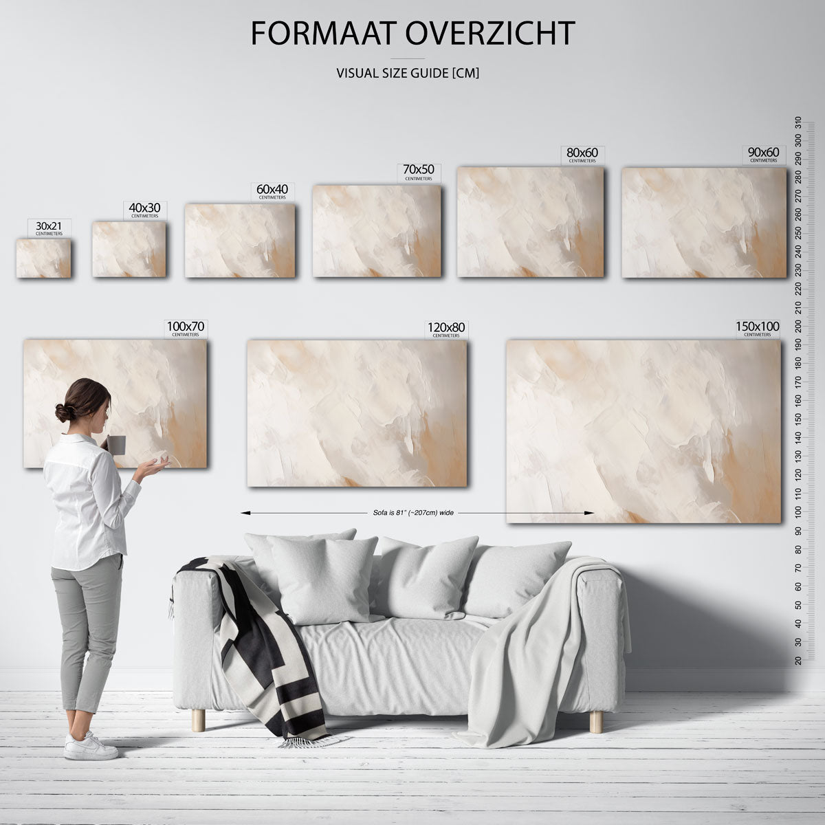 Abstracte beige en witte Poster