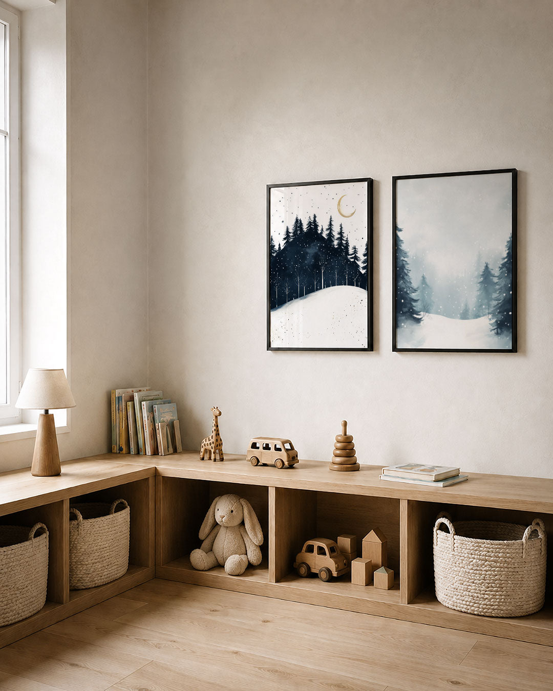 Nachtelijke winterlandschap Posterset