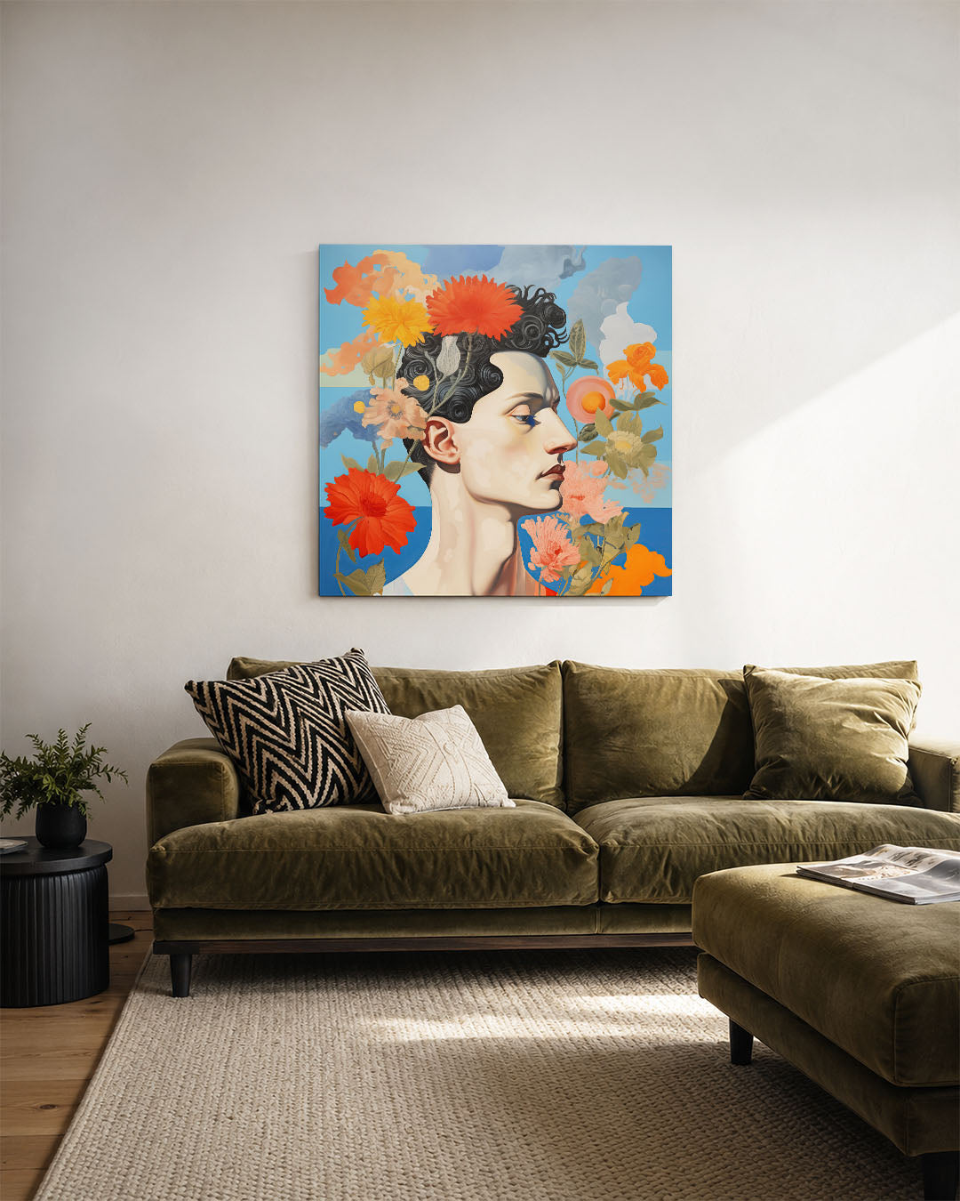 Bloemrijke portret Kunstwerk