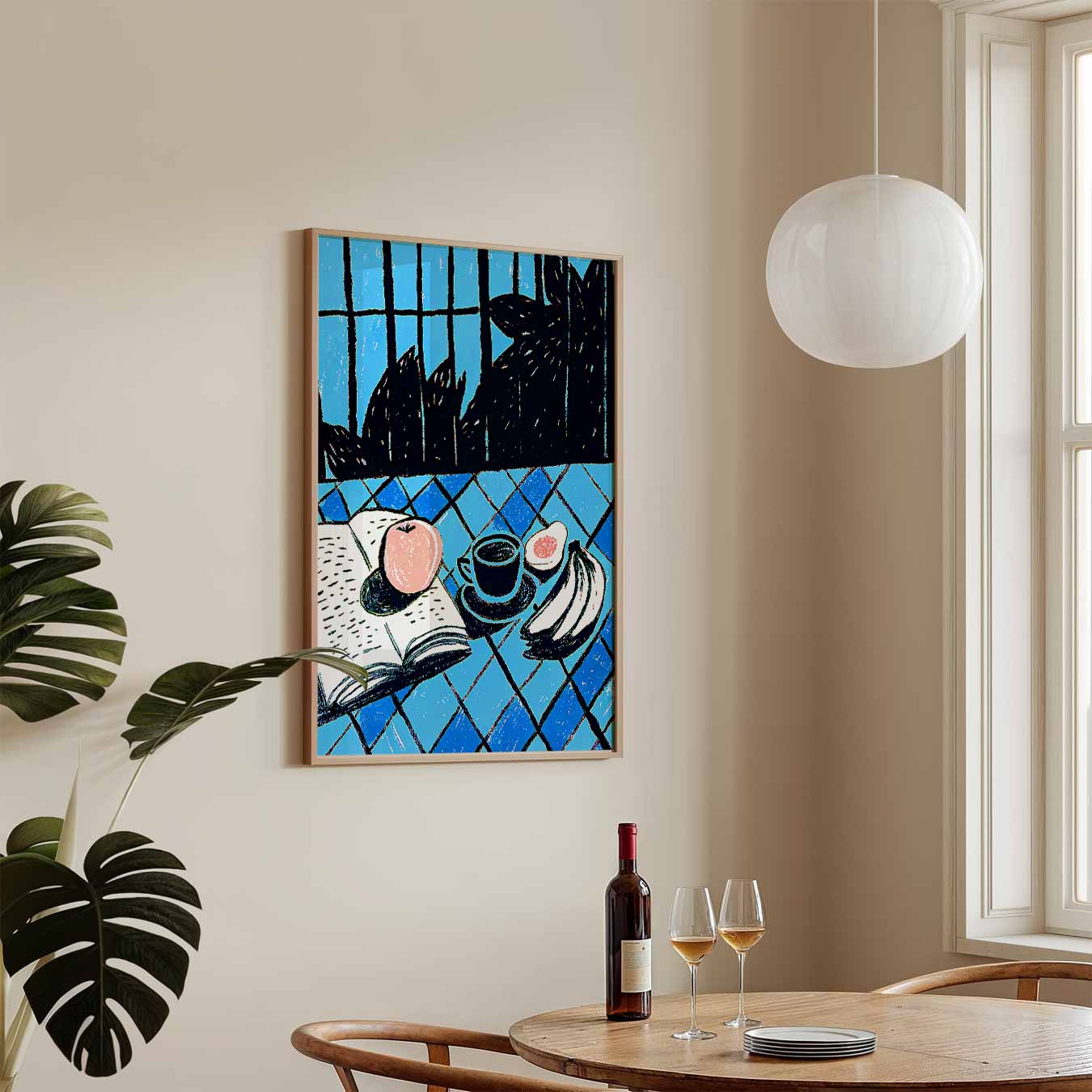 Stijlvolle Ontbijt Illustratie Poster-WallArtistic