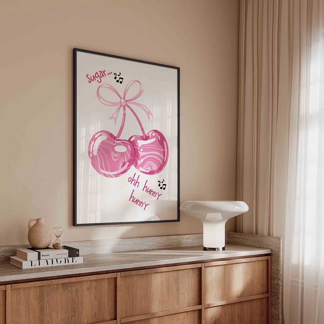 Roze kersen met strik Poster