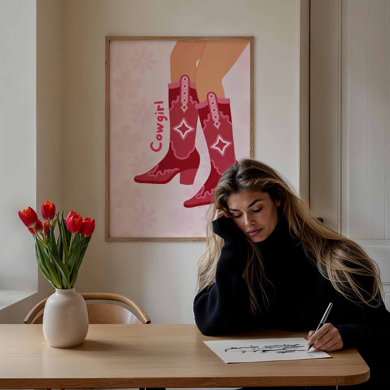 Stoere Cowgirl Boots Poster-WallArtistic