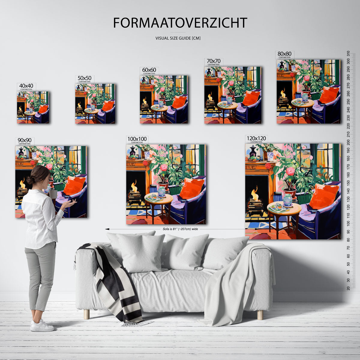 Interieur met open haard Poster