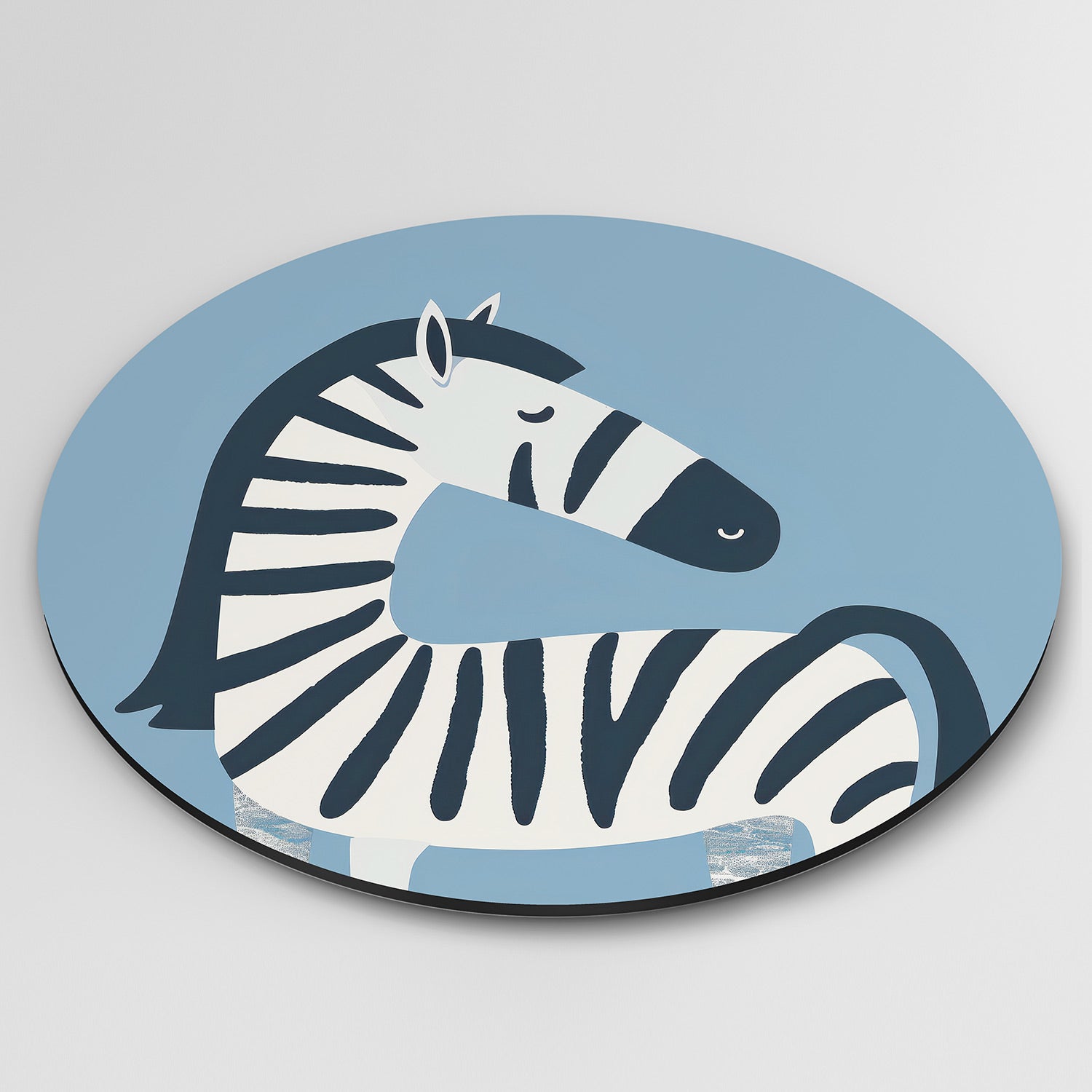 Zebra op blauwe achtergrond Muurcirkel