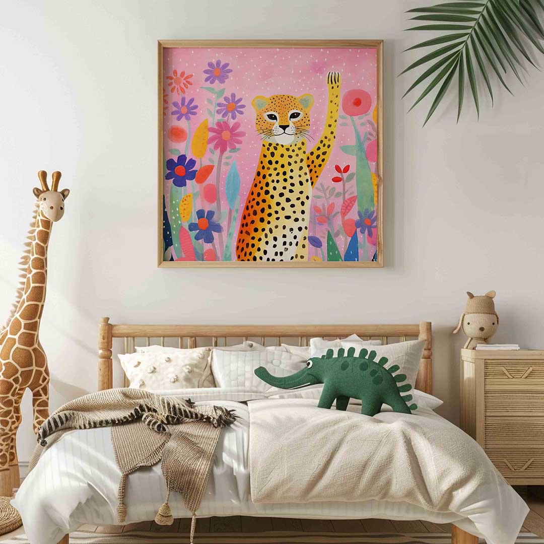 Luipaard en bloemen Poster