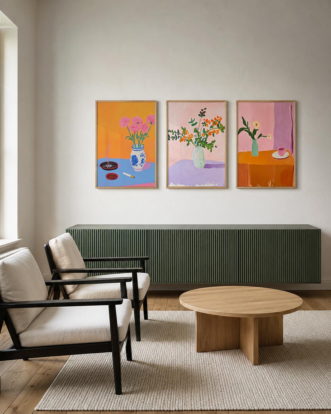 Kleurrijke bloemenvormen Posterset