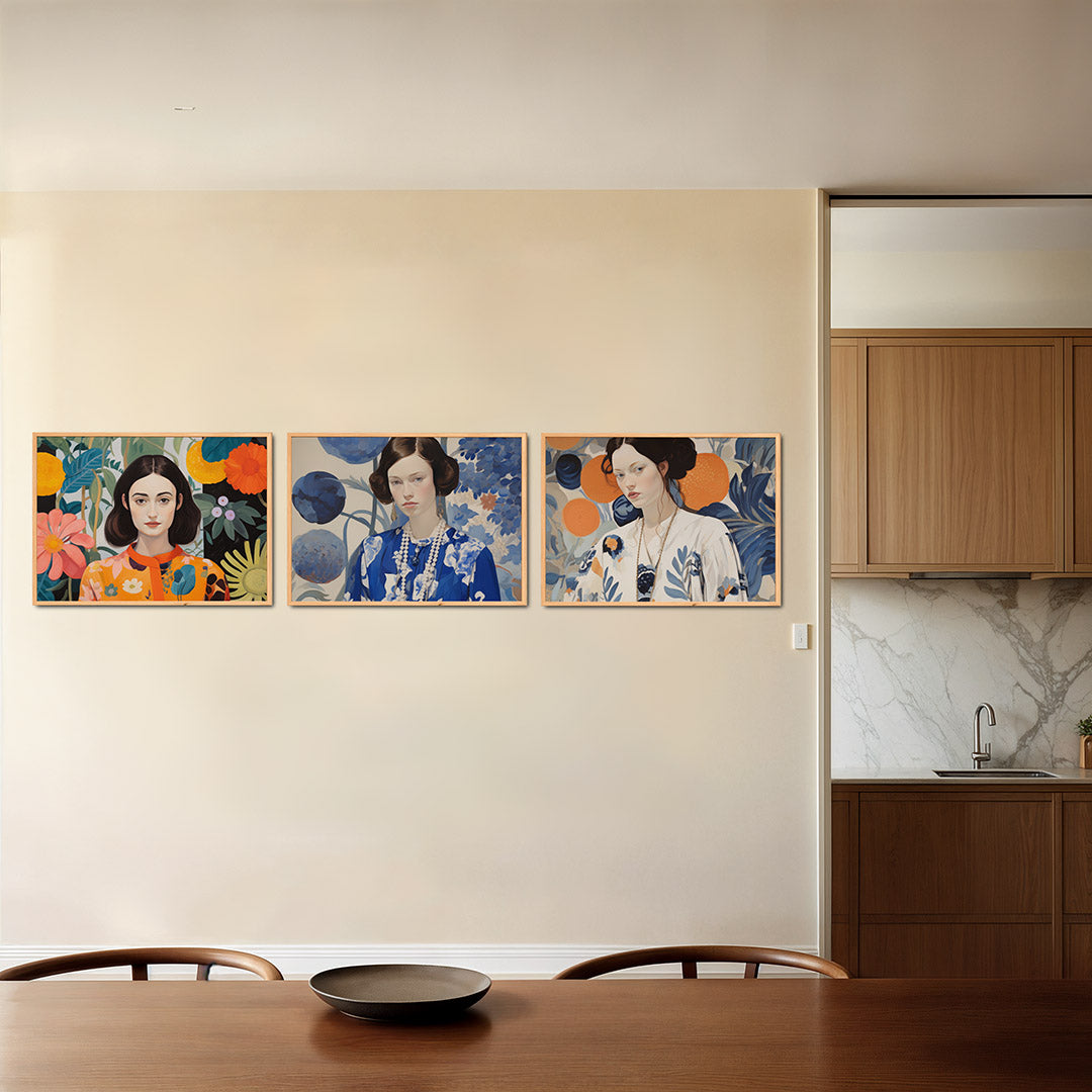 Bloemen en portret Posterset