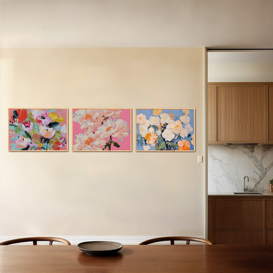 Kleurrijke bloemenvormen Posterset