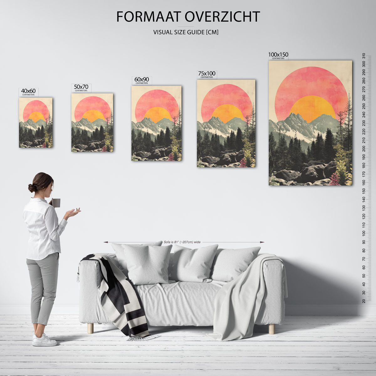 Geometrische zonsondergang Kunstwerk