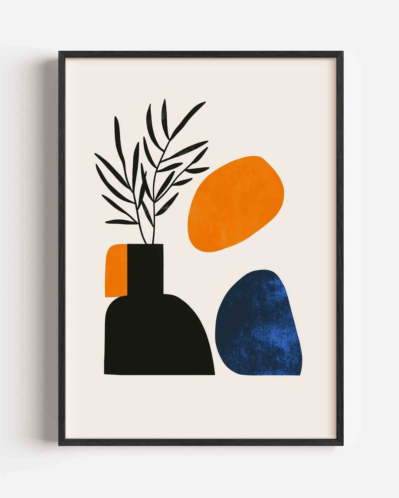 Abstracte vormen en bladeren Poster