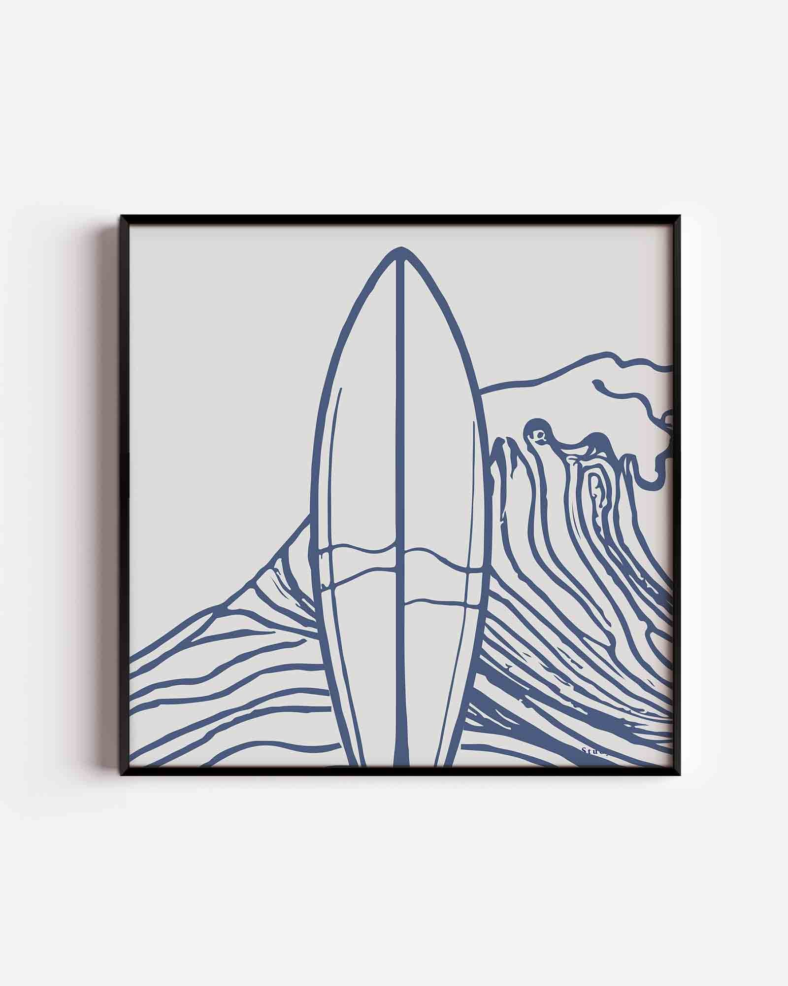 Surfplank en golven Poster