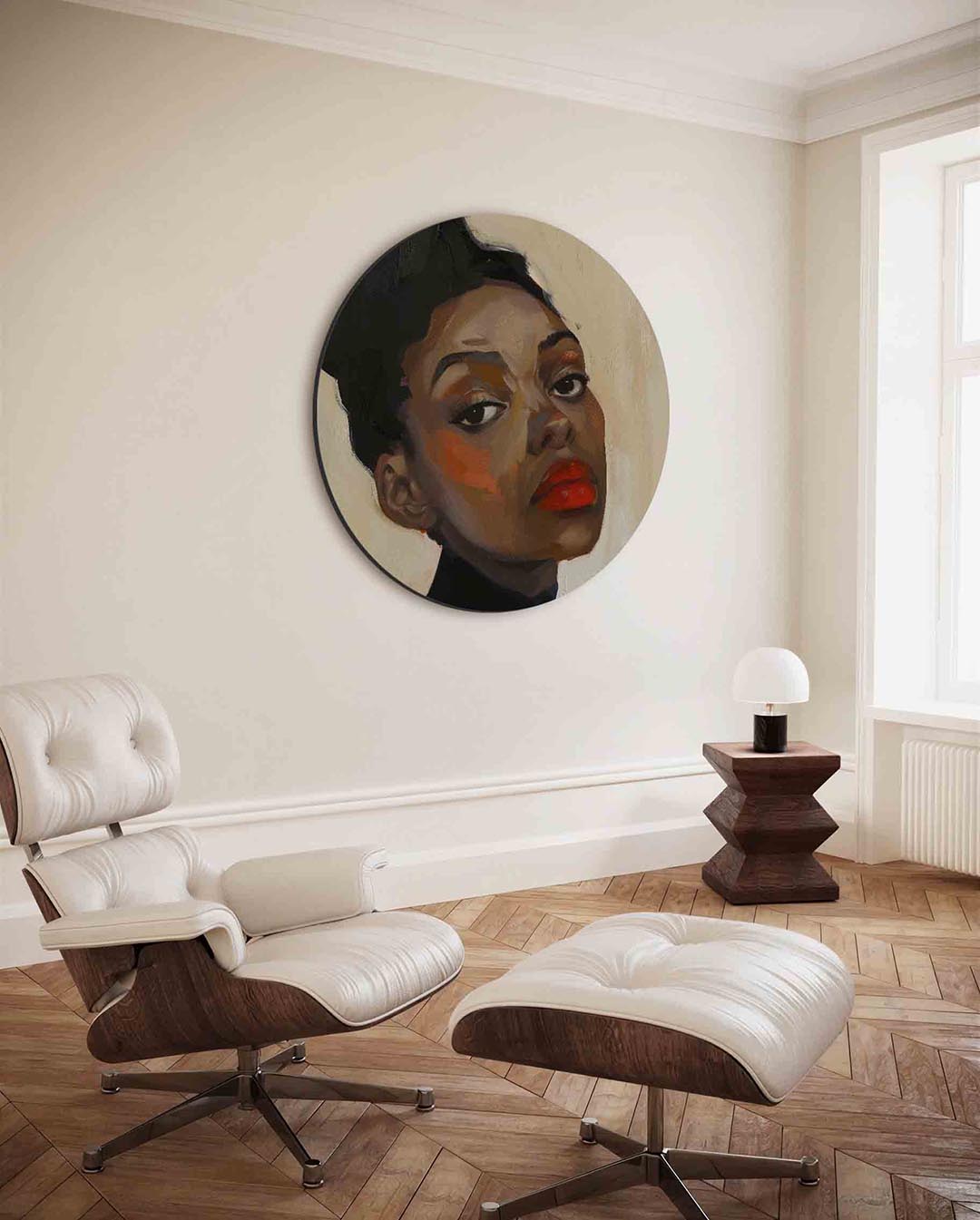 Portret met rode lippen Muurcirkel