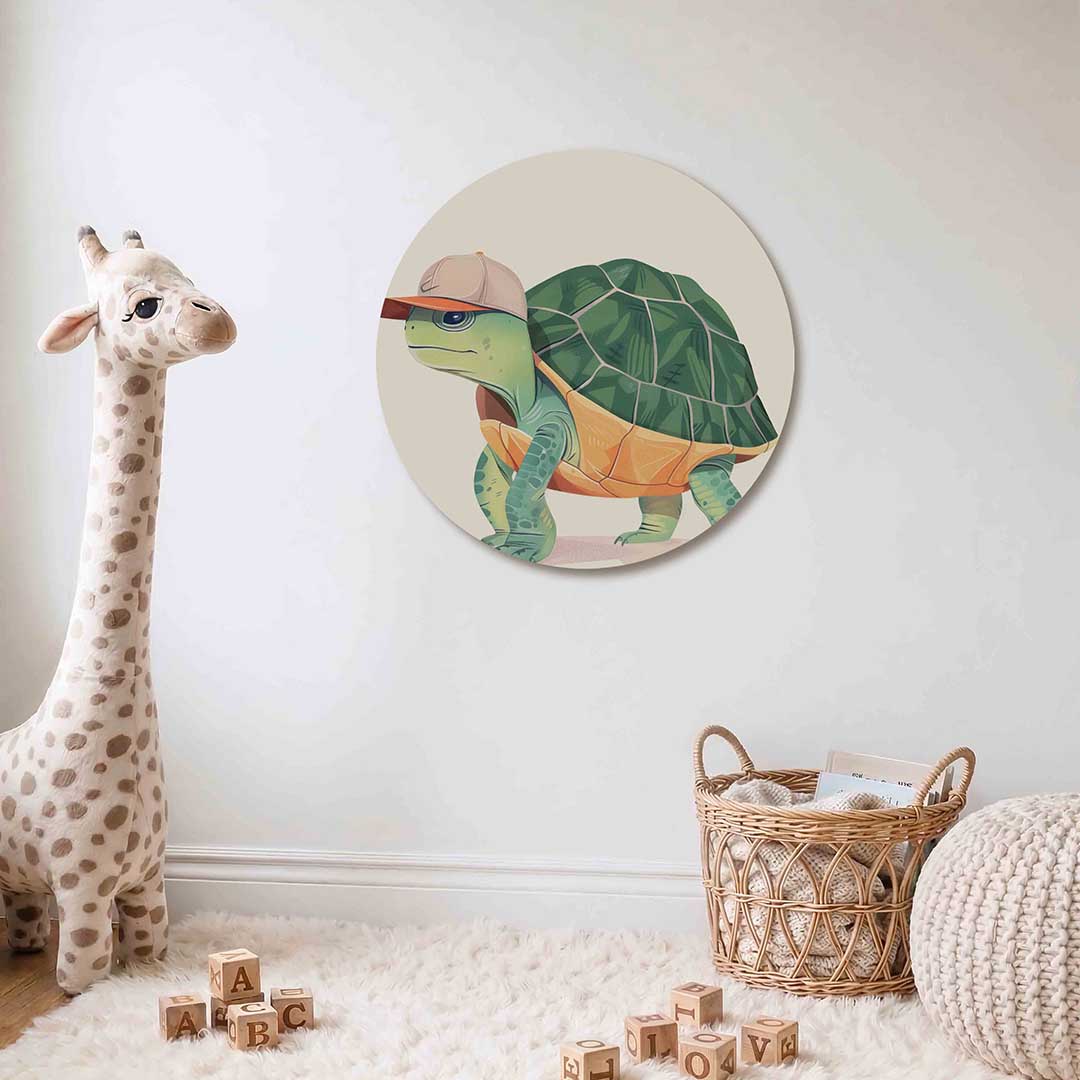 Schildpad met pet Muurcirkel
