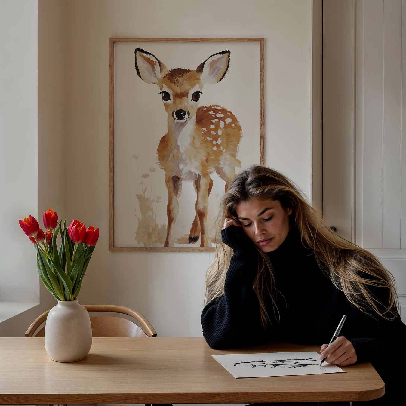 Schattige Hertenkalf Poster-WallArtistic
