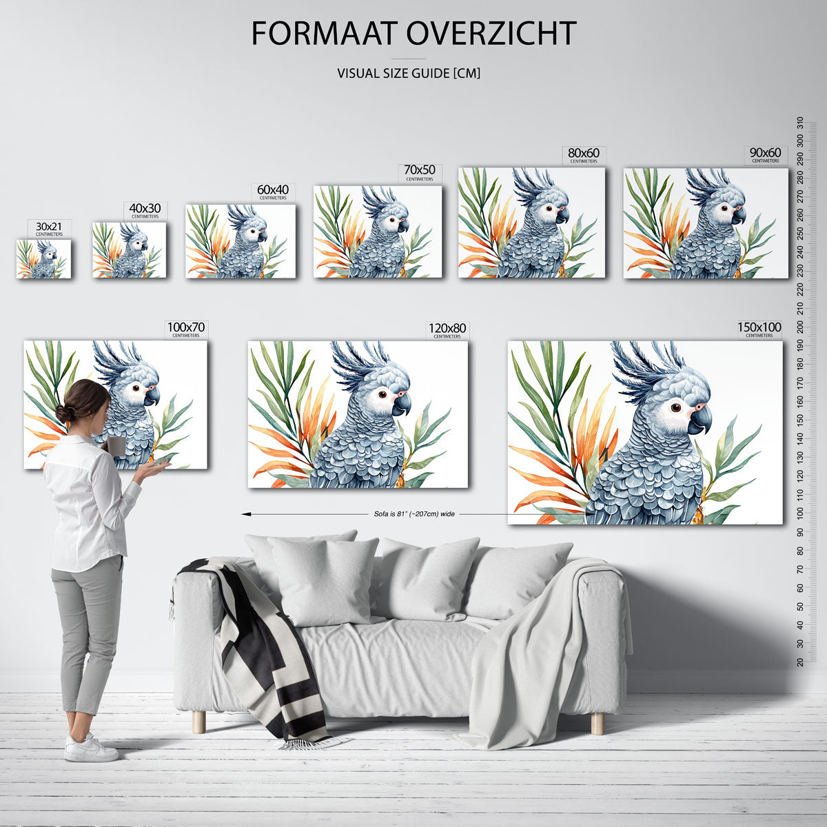 Papegaai met bladeren Poster