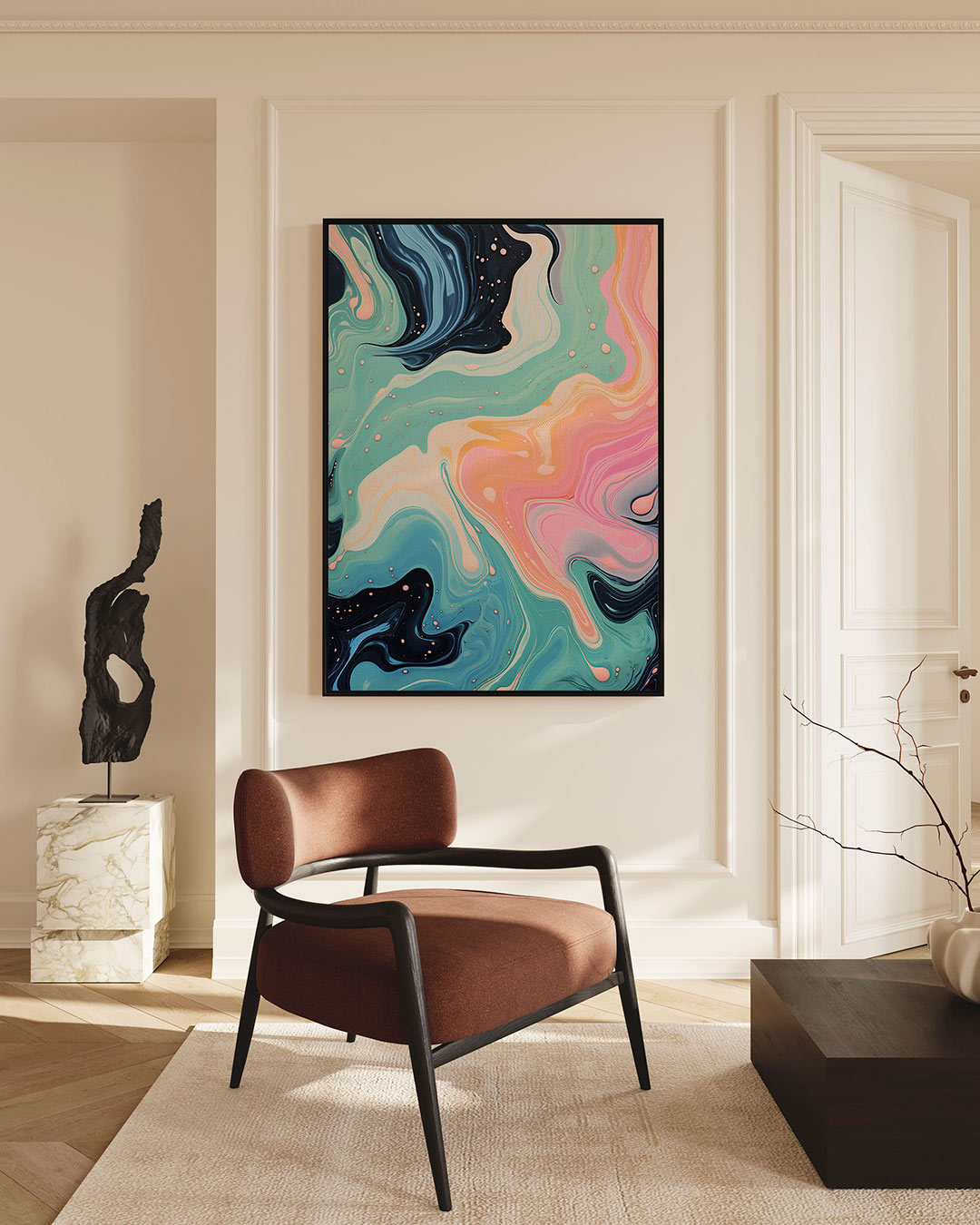 Vloeiende kleurencompositie Kunstwerk