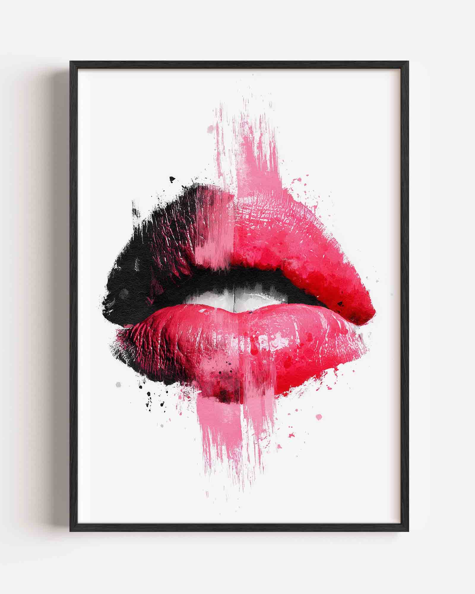 Lippen in zwart en roze Poster