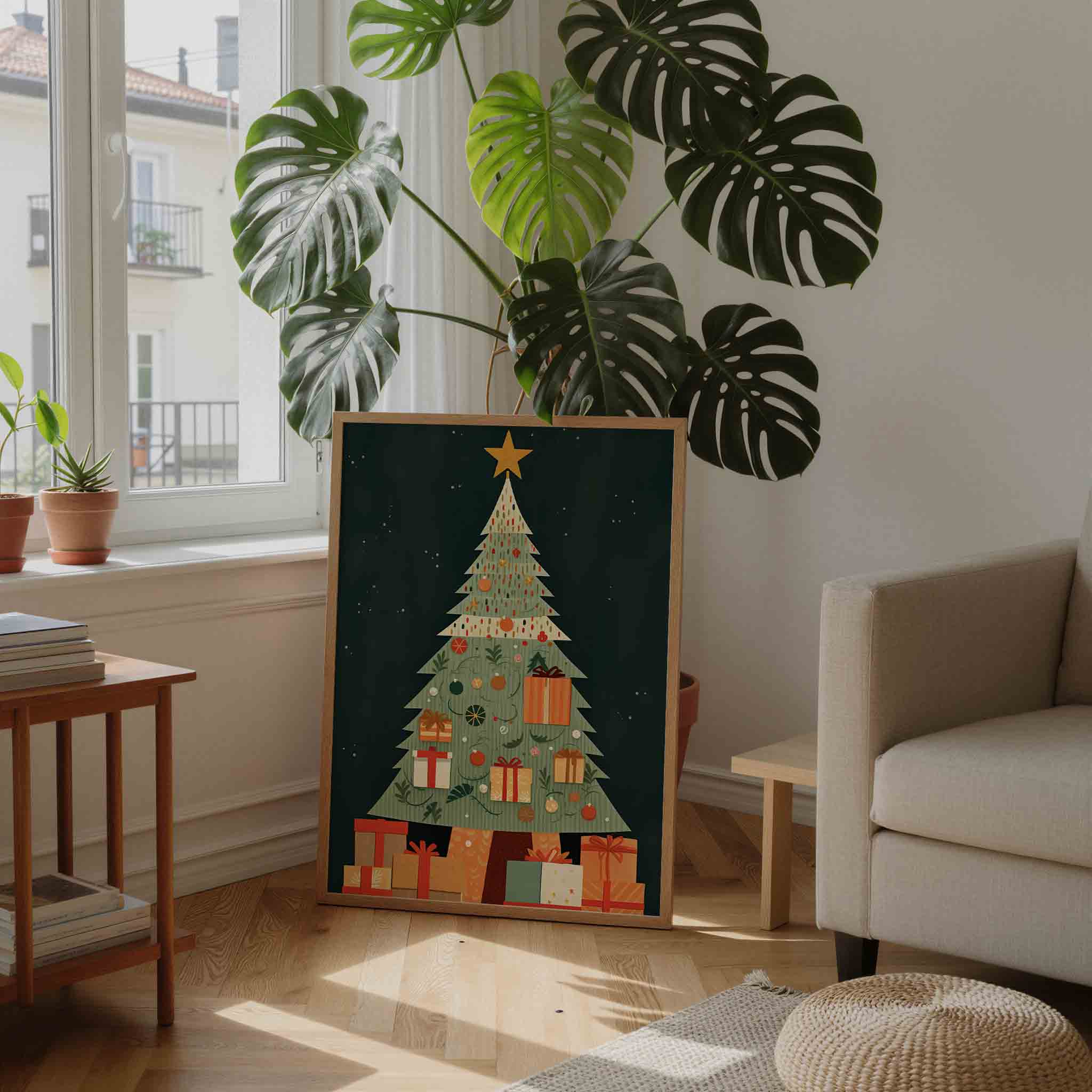 Kerstboom met cadeaus Poster